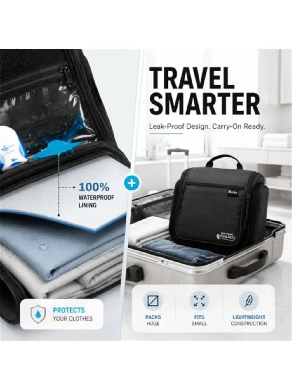 Travel Toiletry Bag for Men - Large Dopp Kit (10.6